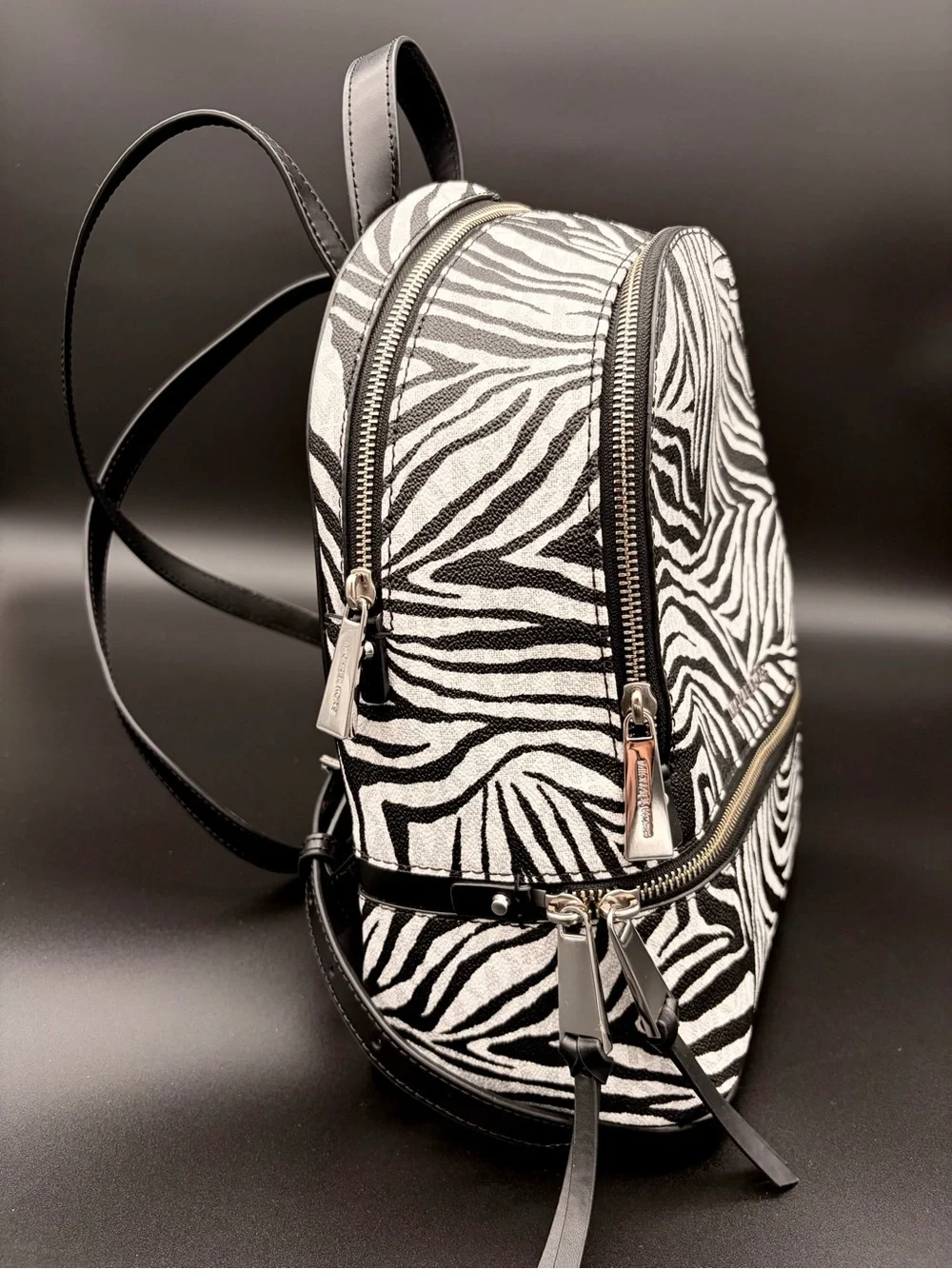Michael Kors Rhea Medium Zebra Print Backpack Handbag Purse